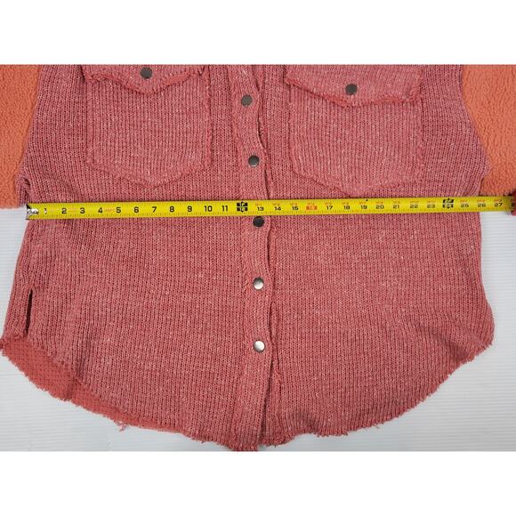 RARE POL Womens Large GKJ5 Fleece Knit Lightning Pink Button‎ Sweater Jacket - Picture 11 of 13